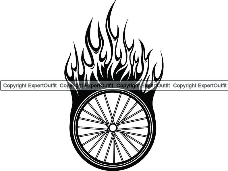 Bicycle Tire Wheel Motion Hot Fire Flames Bike Race Racing Etsy