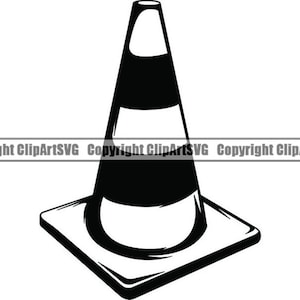 Hazard Cone #2 Safety Caution Road Traffic Sign Warning Street Danger Highway Construction Work .SVG .EPS PNG Vector Cricut Cut Cutting File