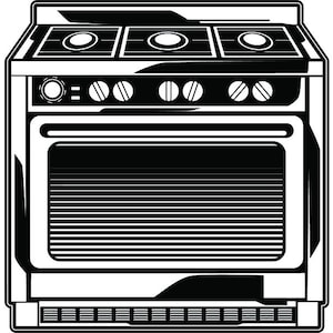 Bereich #1 Herd Küche Backofen Brenner Gasgerät Kochen Kochen Hitze Heiß Heim .SVG .PNG Vektor Clipart Schneiden Schneiden