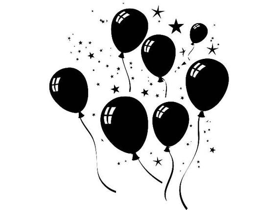 Download Balloons 3 Holiday Party Celebration Birthday Stars Confetti | Etsy