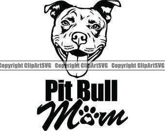 American Pit Bull #76 Mamá Amor Perro Feliz Cachorro Mascota Terrier Raza Canina K-9 Guardia Logotipo de Seguridad .SVG .PNG Clipart Vector Cricut Corte Corte