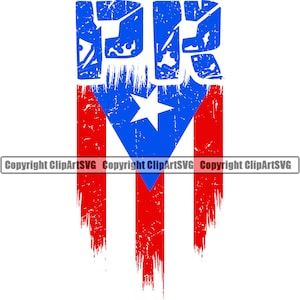 Puerto Rico Rican PR Bandera angustiada País Nación Mundial Signo Símbolo Icono Elemento de Diseño Insignia Logotipo SVG PNG Clipart Vector Cricut Cut File