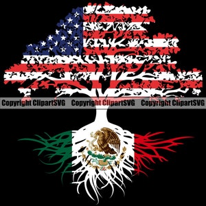 USA Boom Mexico Mexicaanse Roots Familie Thuis Vlag Land Wereld Natie Kaart Teken Symbool Design Element Logo SVG PNG Clipart Vector Cut Cutting