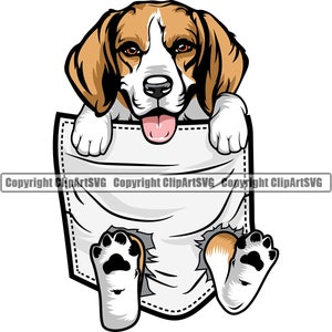 Beagle Dog Breed Shirt Pocket Cute Paw Puppy Pup Canine Pet K9 Silhouette Design Element Logo SVG PNG Clipart Vector Cricut Cut Cutting File