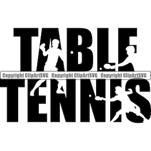 Tischtennis Ping Pong Paddel Tischnetz Ball Olympische Sport Spiel Emblem Element Name Text Wort Art Design Logo SVG PNG Vektor Clipart Cut