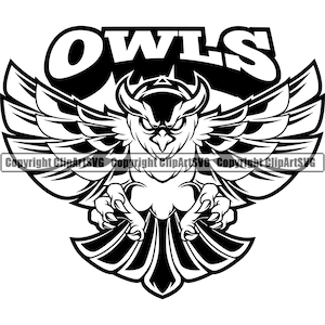 Hibou oiseau nuit mascotte école équipe tête visage Sport eSport jeu emblème signe Club Badge icône texte Design Logo SVG PNG Vector Clipart coupe fichier