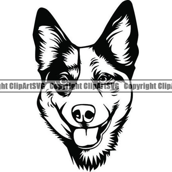 Australian Cattle Dog #2 Smiling Aussie Happy Breed Puppy Canine Pedigree Purebred Animal Pet Logo .SVG .PNG Vector Cricut Cut Cutting File