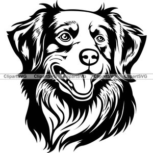 Nova Scotia pato peaje Retriever perro sonriente lindo cachorro cara mascota retrato pata impresión dibujos animados dibujo arte logotipo tatuaje diseño SVG PNG corte