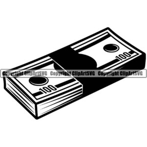 Money #2 Cash Stack 100 Dollar Bills Currency Business Advertising Design Element Logo .SVG .EPS .PNG Clipart Vector Cricut Cut Cutting File