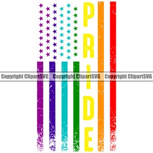 Gay Pride USA Flagge Amerika Amerikanische Regenbogen Flagge LGBT Pride Rechte Homosexuell Lesben Liebe Design Element Logo SVG Png Clipart Vektor Schnitt