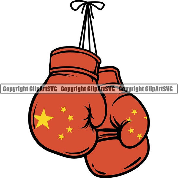 China Chinese Asia Asian Boxing Gloves Flag Country World Nation Map Sign Symbol Design Element Logo SVG PNG Clipart Vector Cut Cutting File