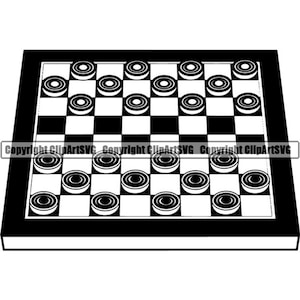 Checkers #3 Board Pieces Setup Checkerboard Sport Competition Tournament Game King Move Logo .SVG .PNG Clipart Vector Cricut Cut Cutting