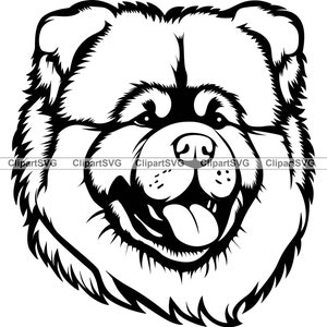 Chow Chow Smiling Dog Cute Puppy Face Canine Breed Animal Pet Portrait Paw Print Cartoon Drawing Art Logo Tattoo Design SVG PNG Cut Cutting