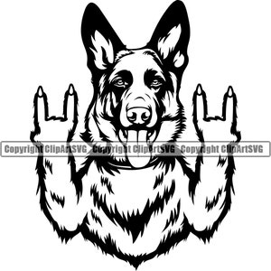 Deutscher Schäferhund Hund Rock On Schild Rasse Lächelnd glücklich Pfote Welpe Welpe Haustier Clip Art Roll Cop Polizei Logo SVG PNG Clipart Vektor Cricut Cut File