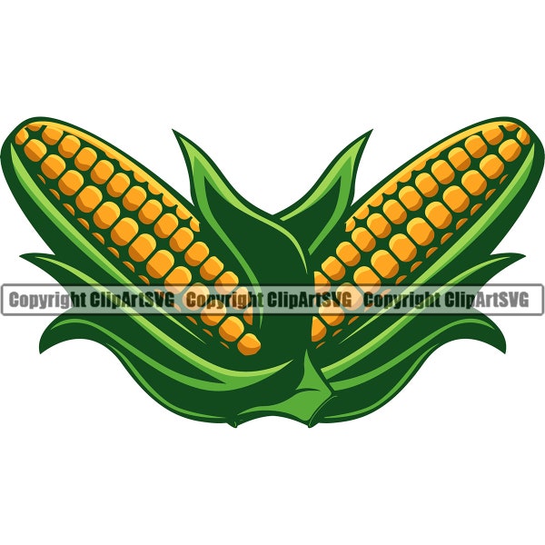 Corn Ear Stalk Food Vegetable Farm Cob Sweetcorn Harvest Produce Maize Organic Design Element Logo SVG PNG Clipart Vector Cricut Cut Cutting