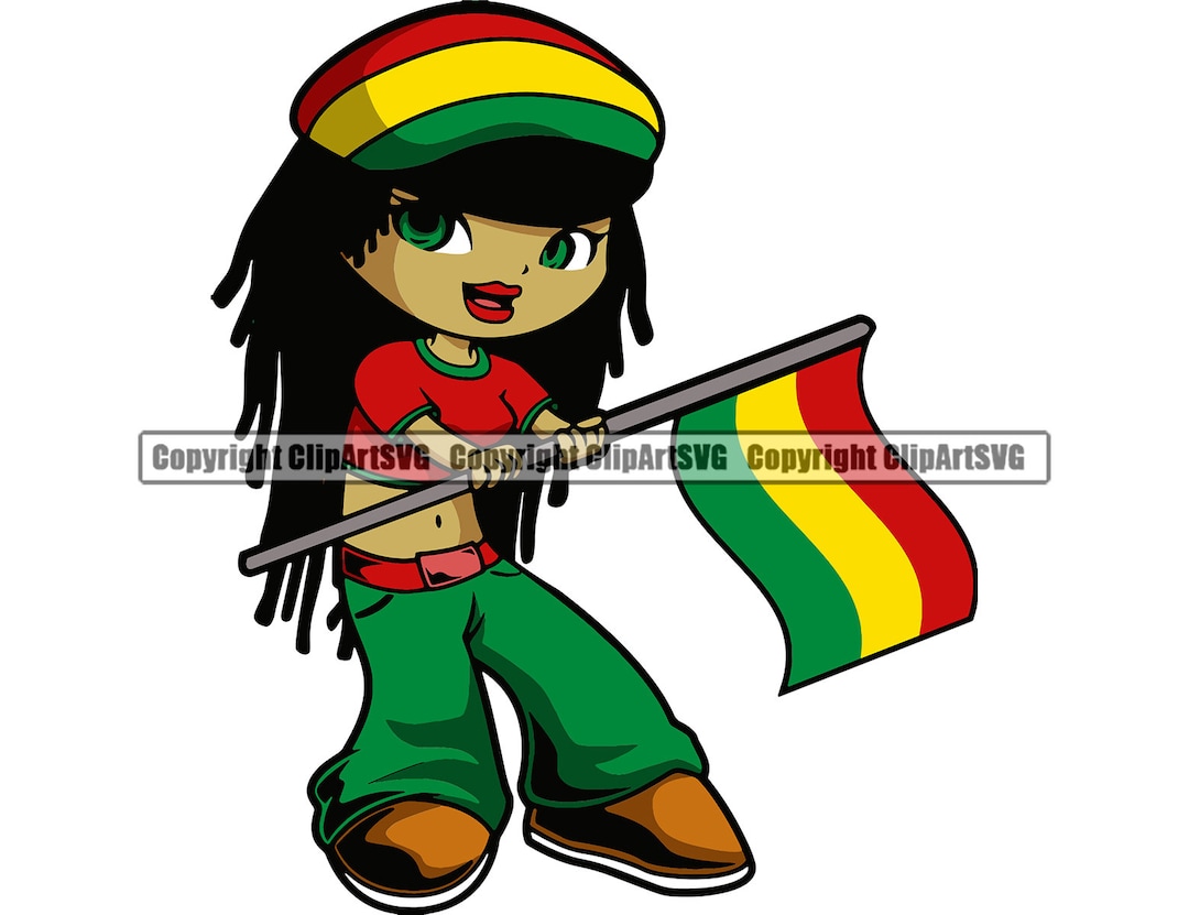 Reggae Rasta Jamaica Jamaica Linda Niña Bandera País Mundo Nación Mapa ...