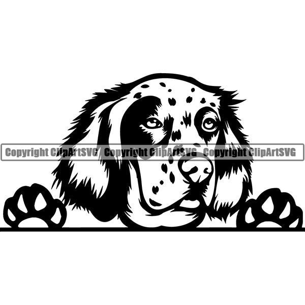 English Setter #4 Peeking Dog Breed Pedigree Purebred Pet Irish Cocker Spaniel Animal Canine Logo.SVG .PNG Clipart Vector Cricut Cut Cutting