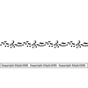 May include: A black and white graphic design of musical notes and treble clefs. The design is repeated across the image. Copyright ClipArtSVG is written at the bottom of the image.
