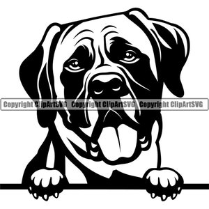Mastiff hondenras gluren Peek-A-Boo Happy Puppy Pup huisdier K-9 Bullmastiff Bulldog Dogue De Bordeaux Logo SVG PNG Clipart Vector knippen snijden