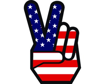 United States Peace Sign Hand Gesture America American US USA North Country World National Nation Flag Logo .SVG Vector Cricut Cut Cutting