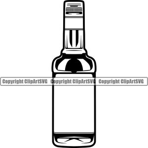 Bottiglia di liquore Alcool Whisky Vodka Rum Drink Bar Pub Taverna Spirito del partito Bicchiere da vino Elemento di design vuoto Logo SVG PNG Vector Taglio Taglio