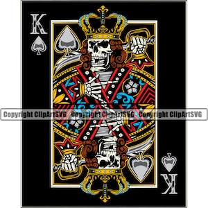 King Spades Cráneo Esqueleto Póquer Naipes Juego Apuesta Casino Apuesta Apuestas Juegos de Blackjack .SVG .PNG Clipart Vector Cricut Corte Corte