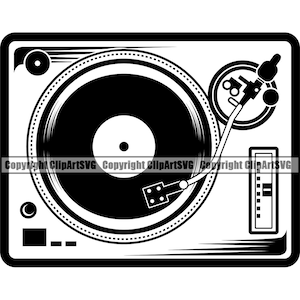 Musik Plattenspieler Plattenspieler Mixer DJ Disc Jockey Scratchen Album Vinyl Club Stereo Sound Design Art Logo SVG PNG Vektor Clipart geschnitten Datei