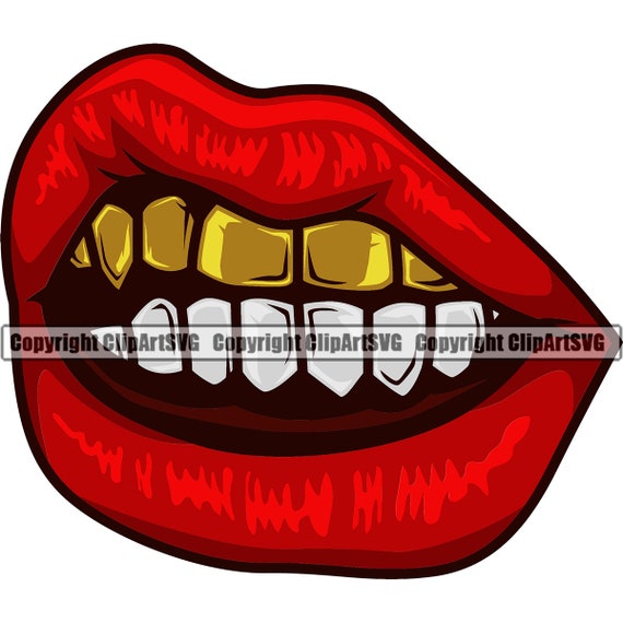 Gold Teeth Grill Grillz Lips Mouth Thug Gangster Rich Money Etsy