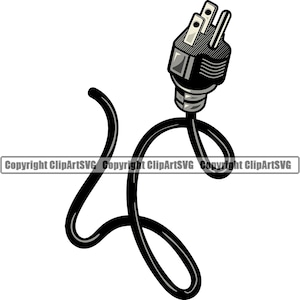 Plug Power Cord Wire Outlet Electrician Electric Work Worker Job Repair Fix Tech Technician Design Element Logo PNG SVG Clipart Vector Cut