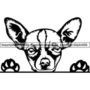 Chihuahua #104 Peeking Dog Puppy Pedigree Breed Animal Pet Hound Lap Teacup Mexican Design Logo .SVG .PNG Clipart Vector Cricut Cut Cutting