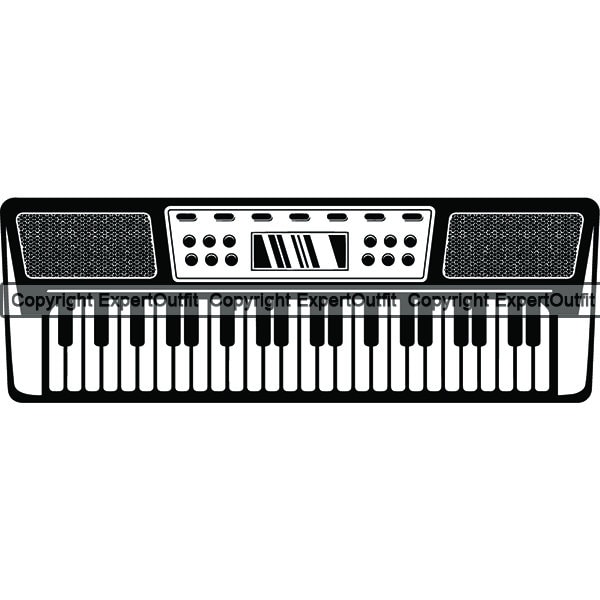 Electronic Keyboard #1 Musical Instrument Synthesizer Piano Music Entertainment Equipment Play .SVG .PNG Clipart Vector Cricut Cutting Cut