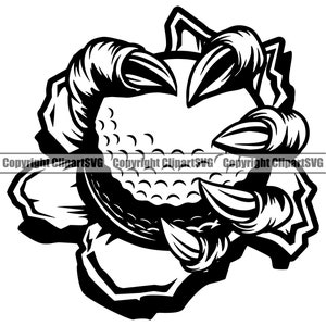 Piłka golfowa Zwierzę Pazur Maskotka Otwór Ściana Linie Prędkości Golfista Klub Sportowy Wózek Gra Emblemat Element Projektu Logo SVG PNG Wektor Clipart Wytnij Plik