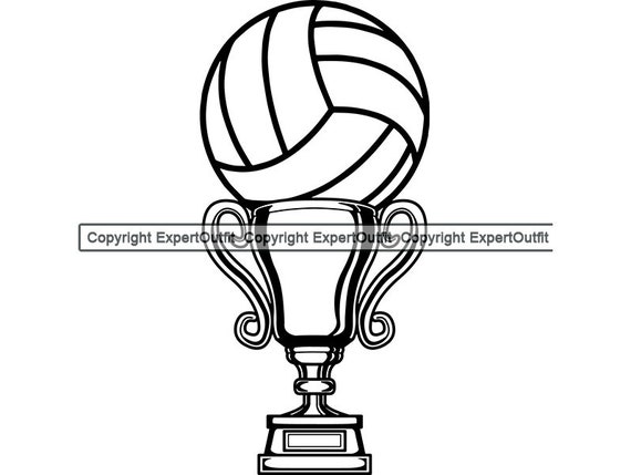 Volleyball Ball Logo Sports Game Trophy Champion Winner Etsy
