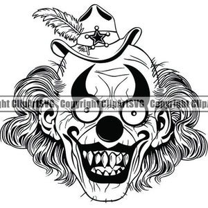 Palhaço Maligno #11 Crânio Morte Mal Matar Assassino Tatuagem Circo Rosto Assustador Cabeça Horror Halloween Logo .SVG .PNG Clipart Vetor Cricut Corte Corte