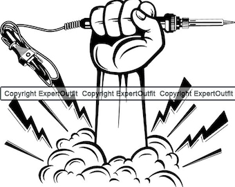 Hand Break Floor Wall Holding Electronic Soldering Iron Tool Cell Phone Repair Fix Emblem Logo .PNG .SVG Clipart Vector Cricut Cut Cutting