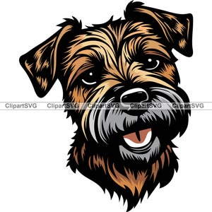 Border Terrier Smiling Dog Cute Puppy Face Canine Border Norfolk Pet Portrait Paw Print Drawing Art Logo Tattoo Adorable Design SVG PNG Cut