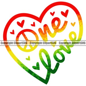 Rasta Reggae Music One Love Heart Feuille de marijuana Bud Pot Weed Cannabis Shop Design Element Logo SVG PNG JPG Clipart Vector Cut Cutting File