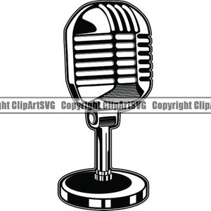 Microfono n. 13 Audio Registrazione audio Registra microfono vocale Attrezzatura per studio musicale Trasmissione radiofonica Podcast.SVG.EPS.PNG Taglio Cricut vettoriale