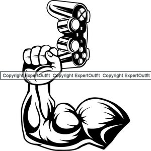 Mano che tiene il controller del videogioco forte muscolo bicipite braccio gioca joystick console gamepad gioco PC. SVG. PNG Clipart Clipart vettoriale taglio