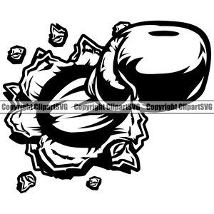 Luva de mão de boxe quebrar parede boxer caixa luta luta lutador mma esporte jogo ganhar elemento de design logotipo svg png clipart corte arquivo