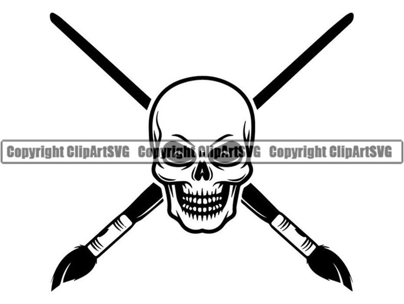 Painting Logo 9 Skull Painter Paintbrush Palette Brush Easel Etsy