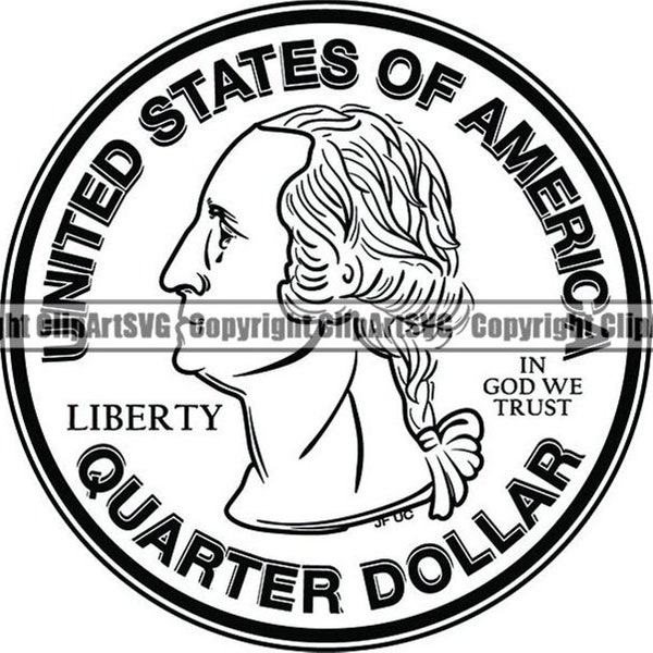 Money Coin #9 US Quarter Coins 25 Cents Dollar Sign Currency Collecting Business Design Element Cash Logo.SVG.PNG Vector Cricut Cut Cutting
