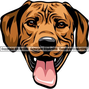 Rhodesian Ridgeback Dog Breed Head Happy Face Pedigree Purebred K-9 Pet Vizsla Weimaraner Animal Design Logo SVG PNG Clipart Vector Cut File