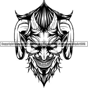 Skull Devil Horn Dead Head Evil Kill Killer Tattoo Skeleton Bone Horror Satan Vintage Design Pirate Logo SVG PNG Clipart Vector Cut Cutting