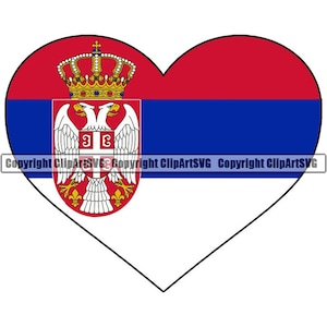 Serbia Heart Shaped Flag Serbian Europe European Country World National Nation Love Logo Art .JPG .PNG Clipart Clip Art Design Graphic