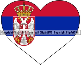 Serbia Heart Shaped Flag Serbian Europe European Country World National Nation Love Logo Art .JPG .PNG Clipart Clip Art Design Graphic