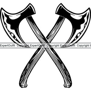 Viking doppia ascia lama attrezzatura pirata legname boscaiolo sicurezza arma armatura accetta in legno. SVG. PNG Clipart vettoriale Cricut taglio taglio