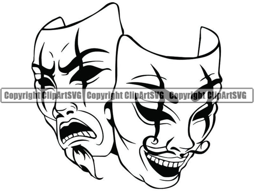Happy Sad Masks 6 Laugh Now Cry Later Clown Face Gangster Biker Thug