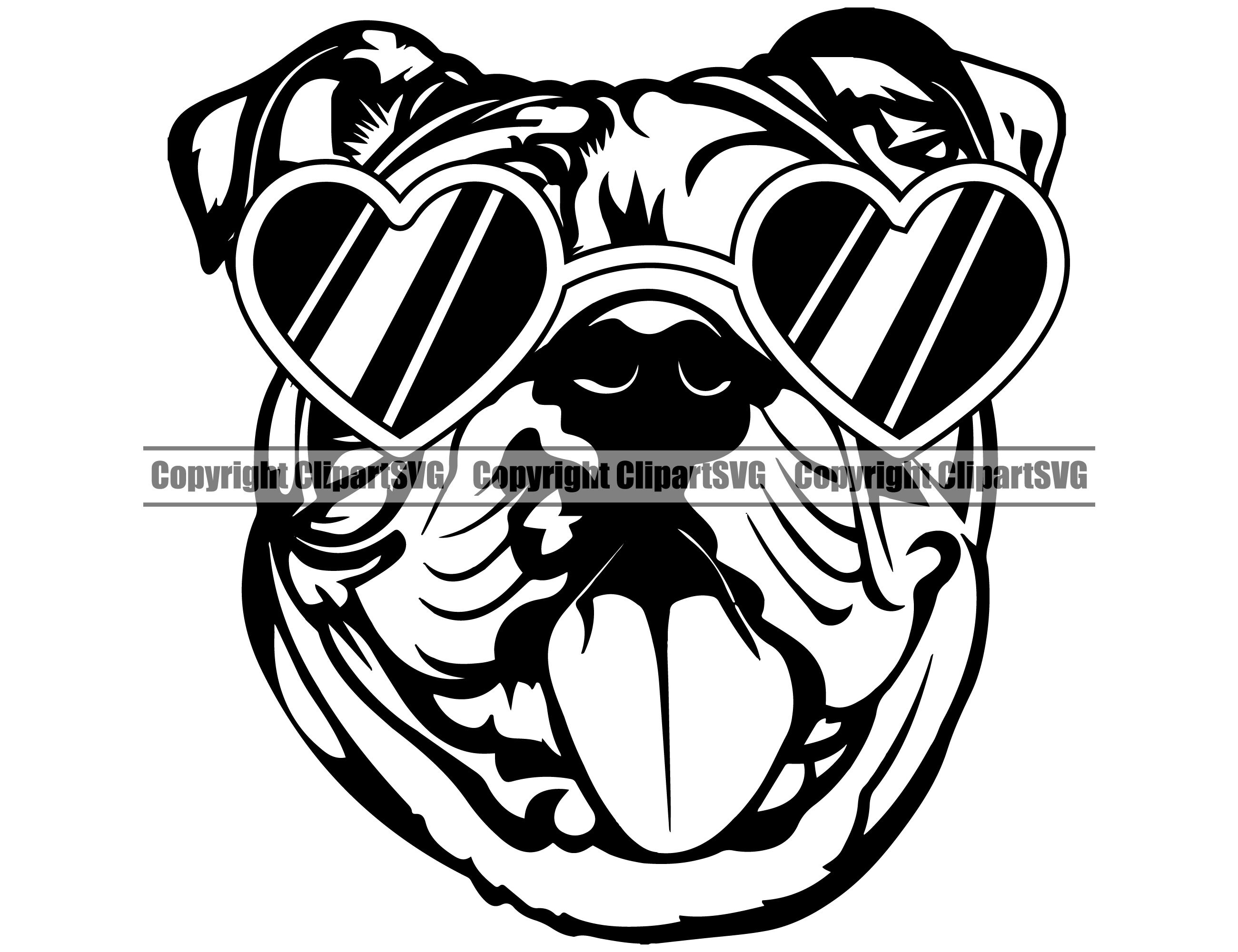 English Bulldog Dog Heart Sunglasses American Breed Paw Puppy Etsy