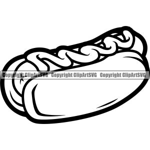 Hot Dog Wurst Fast Food Senf Brötchen Mittagessen essen Snack Hundebrot Hintergrund Fast Ketchup Fleisch Art Design Logo SVG PNG Vektor Clipart geschnitten Datei
